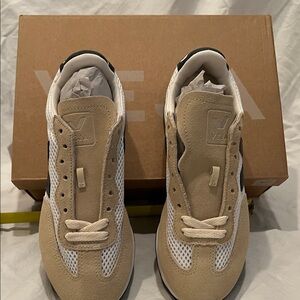 Veja Tan/White Mesh Rio Branco Light Aircell Sneakers, Size 5, made in Brazil